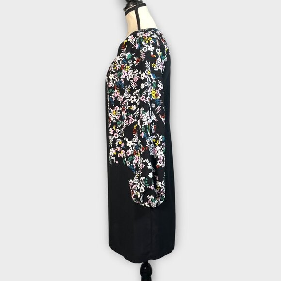 BODEN Keira Shift Dress 8 US Statement Floral Print Black Blouson Sleeves NEW - Picture 4 of 14